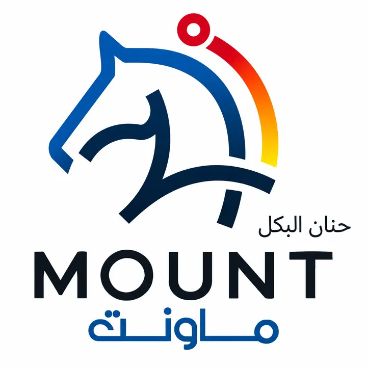 MOUNT brand mark with a stylized blue horse and warm gradient arc